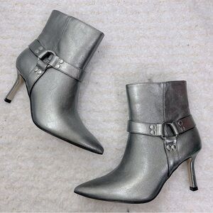 Jessica Simpson Darnina Metallic Harness‎ Pointed Toe Stiletto Ankle Sz 6.5/37